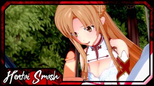 Asuna swallows Kirito's load before riding his face – Sword Art Online Hentai