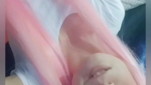 Cosplay anime girl strip tease