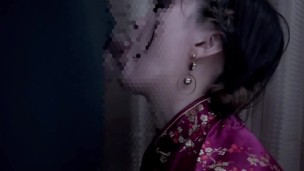 Female college student put on a Chinese dress and have a blowjob and cum in mouth
