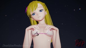 MMD R18 4k Blonde Misaka Aylin with a pink bikini – Dub Zap – 1037
