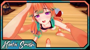 Takanashi Kiara gives you a blowjob then you mouth fuck her from your POV – Hololive Hentai.