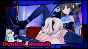 Genshin Impact – Jean fucks Lisa in a love hotel. Eats her pussy, fucks her with strapon.