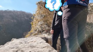 Hiking ended with sex, got caught, cum on yoga pants