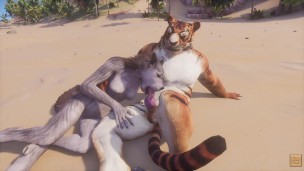 Wild Life / Furry Wolf Girl with Furry Tiger