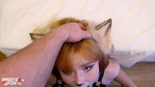 Redhead Deep Sucking Cock Lover after College – Closeup