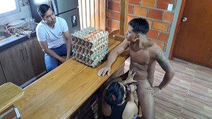 Sexy Mature Santa Sucks My Cock While I Buy A Carton Of Eggs