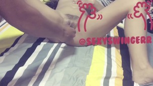 The cucumber poked into the clitoris.