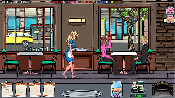The waitress was offered a drink by a customer and she accepted. Game Name here: Ptre0n L sd131313