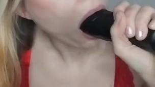 Trying out my new thrusting dildo! Watch how deep I can take it..